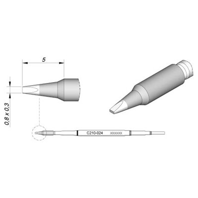 JBC Tools C210-024 - C210 Series Soldering Cartridge - Chisel - 0.8 mm x 5 mm