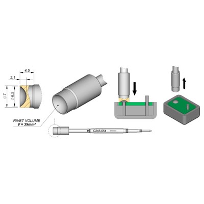 JBC Tools C245-054 - C245 Series Soldering Cartridge for Plastic Rivets - Special - 7 mm x 4.5 mm