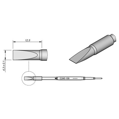 JBC Tools C245-109 - C245 Series Soldering Cartridge for Plastic Rivets - Special - 4.3 mm x 12.5 mm