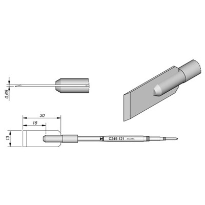 JBC Tools C245-121 - C245 Series Soldering Cartridge - Special - 13 mm x 30 mm