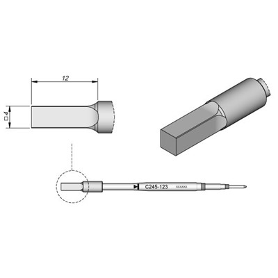 JBC Tools C245-123 - C245 Series Soldering Cartridge for Plastic Rivets - Special - 4 mm x 12 mm
