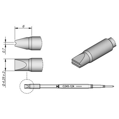 JBC Tools C245-124 - C245 Series Soldering Cartridge for Plastic Rivets - Special - 4.25 mm x 6 mm