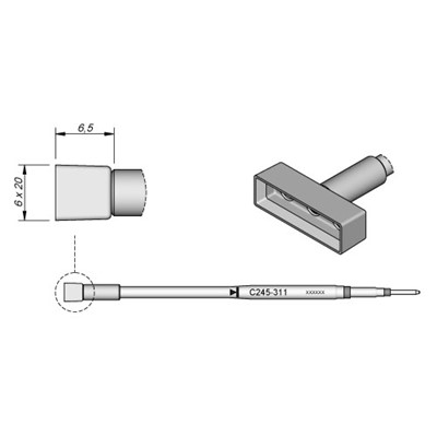 JBC Tools C245-311 - C245 Series Soldering Cartridge for Plastic Applications - Special - 6 mm x 6.5 mm