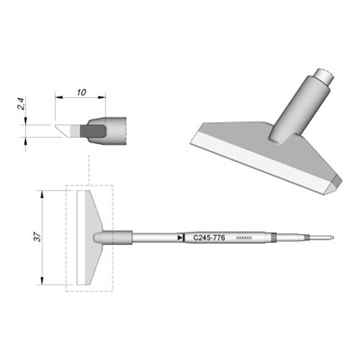 JBC Tools C245-776 - C245 Series Soldering Cartridge - Blade - 37 mm x 10 mm