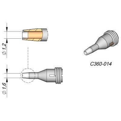 JBC Tools C360-014 - C360 Series Tip for DS360 Micro-Desoldering Iron - O.D 1.6 mm/I.D 1.2 mm