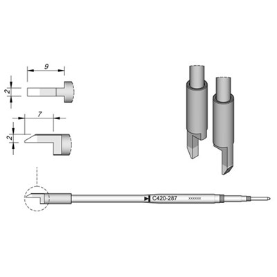 JBC Tools C420-287 - C420 Series Cartridge for HT420 Tweezers - 7 mm x 9 mm