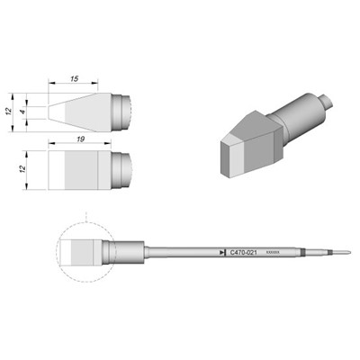 JBC Tools C470-021 - C470 Series Soldering Cartridge - Special - 12 mm x 19 mm