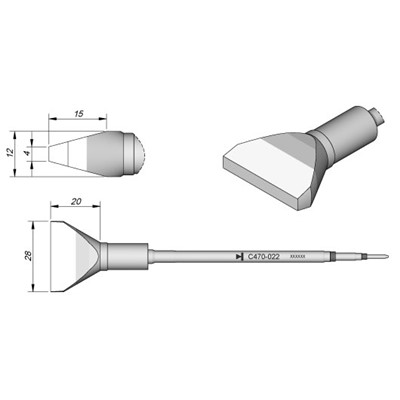 JBC Tools C470-022 - C470 Series Soldering Cartridge - Special - 28 mm x 20 mm