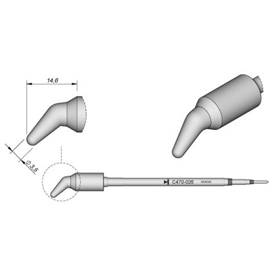 JBC Tools C470-026 - C470 Series Soldering Cartridge for Plastic Rivets - Special - 3.5 mm x 14.6 mm