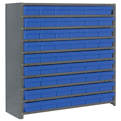 Quantum Storage Systems CL1239-401 BL - Super Tuff Euro Series Closed Style Steel Shelving w/54 Bins - 12" x 36" x 39" - Blue