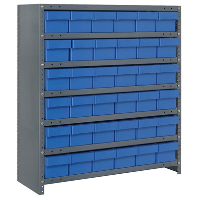 Quantum Storage Systems CL1239-601 BL - Super Tuff Euro Series Closed Style Steel Shelving w/36 Bins - 12" x 36" x 39" - Blue