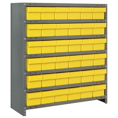 Quantum Storage Systems CL1239-601 YL - Super Tuff Euro Series Closed Style Steel Shelving w/36 Bins - 12" x 36" x 39" - Yellow