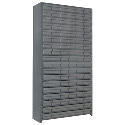 Quantum Storage Systems CL1275-401 GY - Super Tuff Euro Series Closed Style Steel Shelving w/108 Bins - 12" x 36" x 75" - Gray
