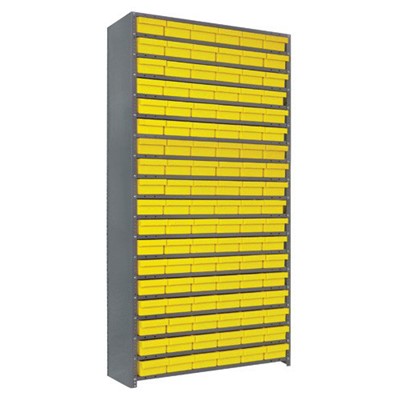Quantum Storage Systems CL1275-401 YL - Super Tuff Euro Series Closed Style Steel Shelving w/108 Bins - 12" x 36" x 75" - Yellow