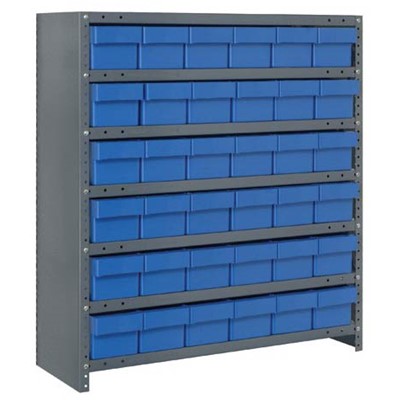 Quantum Storage Systems CL1839-602 BL - Super Tuff Euro Series Closed Style Steel Shelving w/36 Bins - 18" x 36" x 39" - Blue