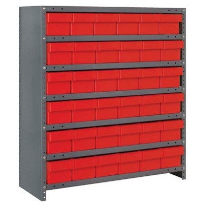 Quantum Storage Systems CL1839-602 RD - Super Tuff Euro Series Closed Style Steel Shelving w/36 Bins - 18" x 36" x 39" - Red