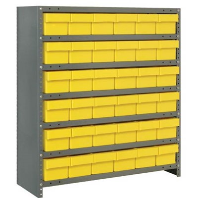 Quantum Storage Systems CL1839-602 YL - Super Tuff Euro Series Closed Style Steel Shelving w/36 Bins - 18" x 36" x 39" - Yellow