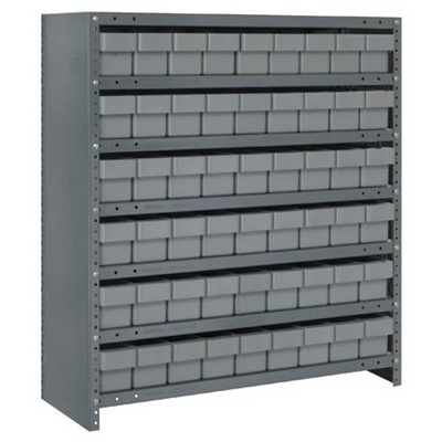 Quantum Storage Systems CL1839-604 GY - Super Tuff Euro Series Closed Style Steel Shelving w/54 Bins - 18" x 36" x 39" - Gray
