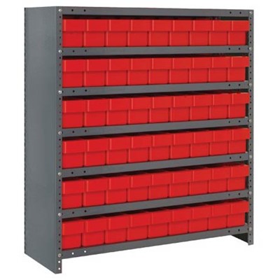 Quantum Storage Systems CL1839-604 RD - Super Tuff Euro Series Closed Style Steel Shelving w/54 Bins - 18" x 36" x 39" - Red