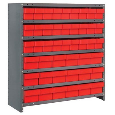 Quantum Storage Systems CL1839-624 RD - Super Tuff Euro Series Closed Style Steel Shelving w/45 Bins - 18" x 36" x 39" - Red