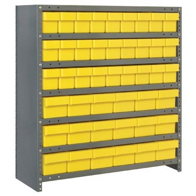 Quantum Storage Systems CL1839-624 YL - Super Tuff Euro Series Closed Style Steel Shelving w/45 Bins - 18" x 36" x 39" - Yellow