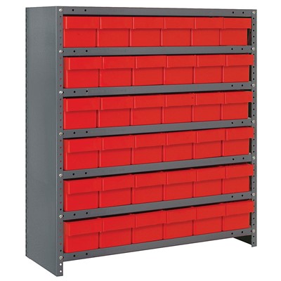 Quantum Storage Systems CL2439-603 RD - Super Tuff Euro Series Closed Style Steel Shelving w/36 Bins - 24" x 36" x 39" - Red