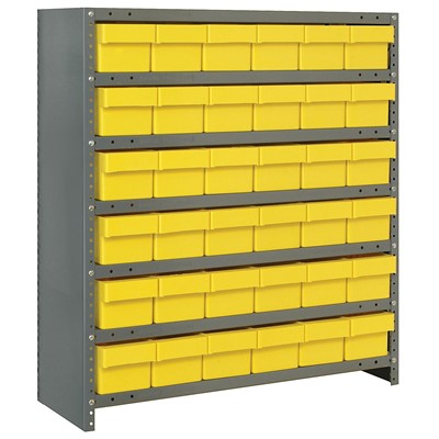 Quantum Storage Systems CL2439-603 YL - Super Tuff Euro Series Closed Style Steel Shelving w/36 Bins - 24" x 36" x 39" - Yellow