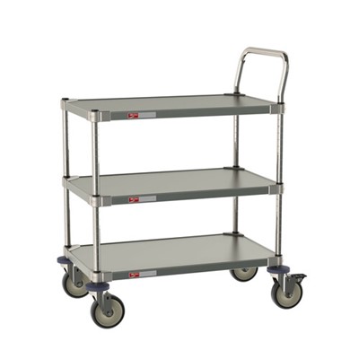 InterMetro (Metro) CRLS223NFS 3-Shelf All Stainless Steel Cart for Labs and Cleanrooms - 18" W x 30" L x 39" H