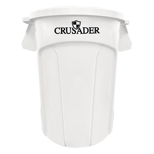 Quantum Storage Systems CTC-44WT Crusader Round Heavy-duty Utility Container - 44 Gal - 24" Dia x 31.50" H - Polyethylene - White - NSF