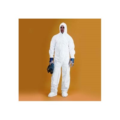 Keystone Safety CVL-KG-B-LG - KeyGuard (Microporous) Coverall/Bunnysuit w/Attached Hood & Boots - Zipper Front - Elastic Wrists - Large - White - 25/Case