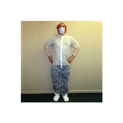 Keystone Safety CVL-NW-E-2XL - Polypropylene Coverall - Zipper Front - Elastic Wrists & Ankles - Cleanroom Class 7 - 2X-Large - White - 25/Case