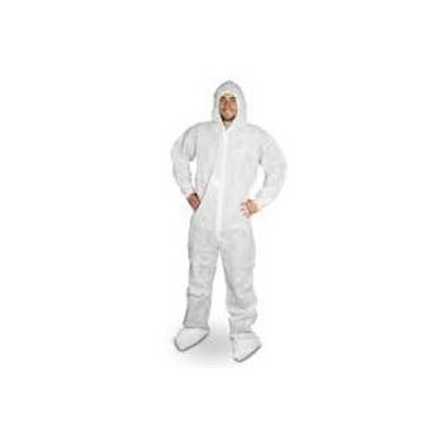 Keystone Safety CVL-NW-HD-B-2XL - Heavy-Duty Polypropylene Coverall/Bunnysuit w/Attached Hood & Boots - Zipper Front - Elastic Wrists - 2X-Large - White - 25/Case