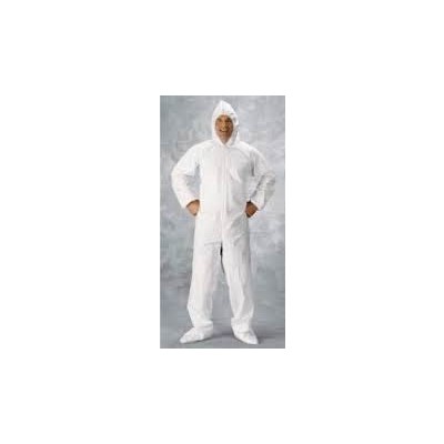 Keystone Safety CVL-NW-HD-HE-LG - Heavy-Duty Polypropylene Coverall w/Attached Hood - Zipper Front - Elastic Wrists & Ankles - Large - White - 25/Case