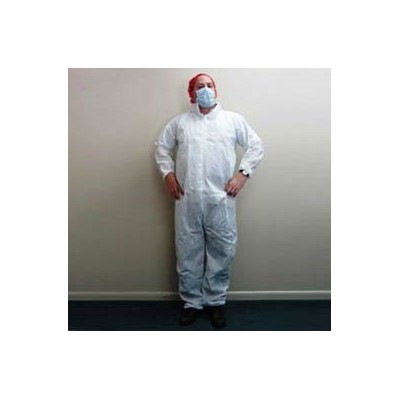 Keystone Safety CVL-SMS-E-2XL - Heavy-Duty SMS Coverall - Zipper Front - Elastic Wrists & Ankles - Cleanroom Class 7 - 2X-Large - White - 25/Case