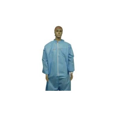 Keystone Safety CVL-SMS-E-BLUE-LG - Heavy-Duty SMS Coverall - Zipper Front - Elastic Wrists & Ankles - Cleanroom Class 7 - Large - Blue - 25/Case