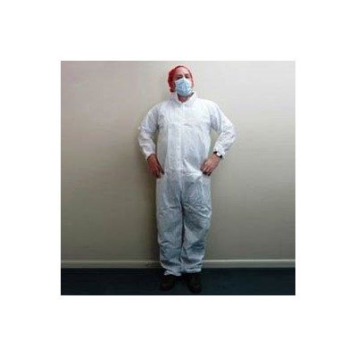 Keystone Safety CVLSMSREG-E-2XL - SMS Coverall - Zipper Front - Elastic Wrists & Ankles - Cleanroom Class 7 - 2X-Large - White - 25/Case