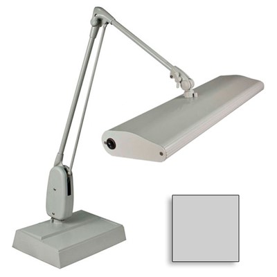 Dazor 2324C-DG-DL - Contemporary 2-Tube Fluorescent Lamp w/Desk Base & Classic Arm - 33" Reach - Daylight Bulb - Dove Gray