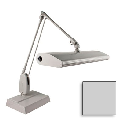 Dazor 318C3-DG-DL - Contemporary 3-Tube Fluorescent Lamp w/Desk Base & Classic Arm - 33" Reach - Daylight Bulb - Dove Gray
