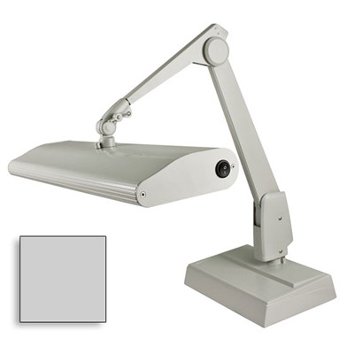 Dazor 318M3-DG-DL - Contemporary 3-Tube Fluorescent Lamp w/Desk Base - 33" Reach - Daylight Bulb - Dove Gray