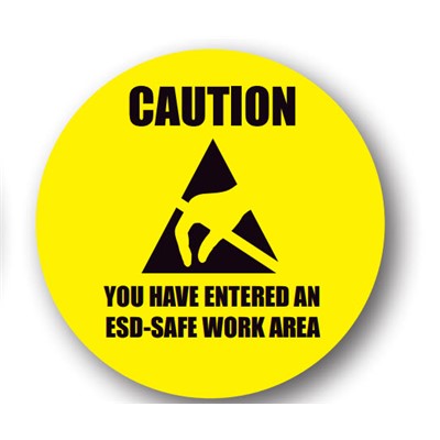 Ergomat Durastripe Circle Sign - Caution You Have Entered An ESD-Safe Work Area