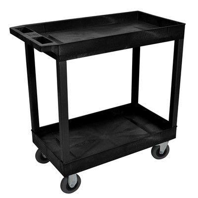 Luxor EC11SP5-B - Two Tub Shelf Cart w/5" Casters - 35.25" x 18" x 35.25" - Black