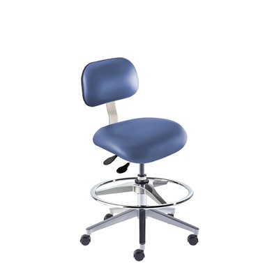 BioFit ETA-H-RC-T-AFP-XA-C-P28542 Eton Series Chair w/22" adjustable Footring - 22" - 32" - Chrome Plated - Blue Vinyl