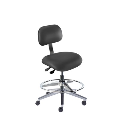 BioFit ETA-M-RC-T-AFP-XA-06-P28540 Eton Series Chair w/22" adjustable Footring - 19" - 26" - Black Powder Coated - Black Vinyl