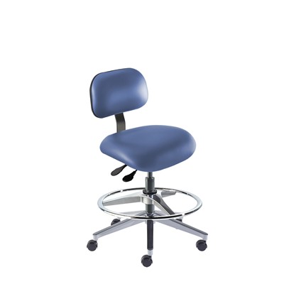 BioFit ETA-M-RC-T-AFP-XA-06-P28542 Eton Series Chair w/22" adjustable Footring - 19" - 26" - Black Powder Coated - Blue Vinyl