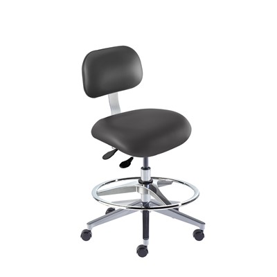 BioFit ETA-M-RC-T-AFP-XA-C-P28540 Eton Series Chair w/22" adjustable Footring - 19" - 26" - Chrome Plated - Black Vinyl