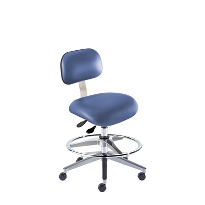 BioFit ETA-M-RC-T-AFP-XA-C-P28542 Eton Series Chair w/22" adjustable Footring - 19" - 26" - Chrome Plated - Blue Vinyl