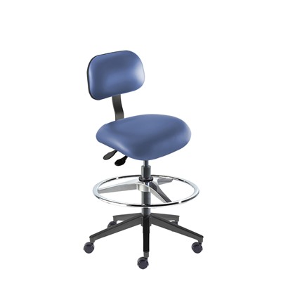 BioFit ETR-H-RC-T-AFP-XA-06-P28542 Eton Series Chair w/22" adjustable Footring - 22" - 32" - Black Powder Coated - Blue Vinyl