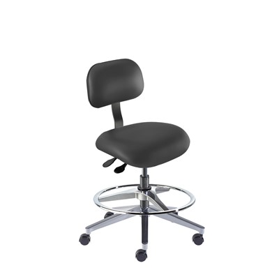 BioFit ETW-M-RC-T-AFP-XA-06-P28540 Eton Series Chair w/22" adjustable Footring - 19" - 26" - Black Powder Coated - Black Vinyl