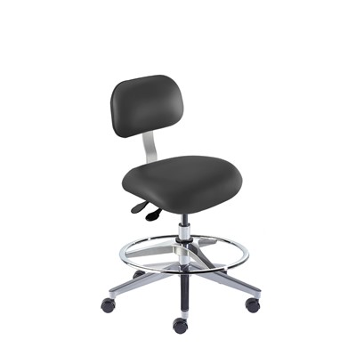 BioFit ETW-M-RC-T-AFP-XA-C-P28540 Eton Series Chair w/22" adjustable Footring - 19" - 26" - Chrome Plated - Black Vinyl