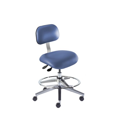 BioFit ETW-M-RC-T-AFP-XA-C-P28542 Eton Series Chair w/22" adjustable Footring - 19" - 26" - Chrome Plated - Blue Vinyl